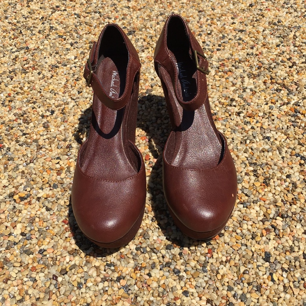 Brown platform heels
